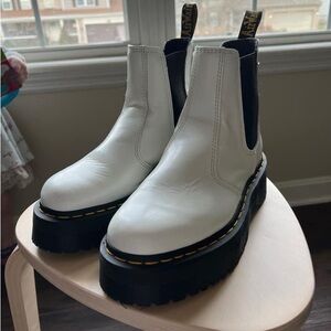 Dr. Martens White platform Chelsea Boots - Size 6 worn very rarely!
